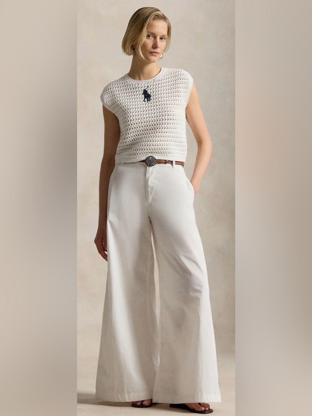 Polo Ralph Lauren Big Pony Sleeveless White Cotton Vest Medium $298